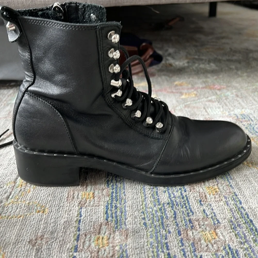 ZARA Leather Moto Ankle Boots w/ Studs – Size 6.5 (EU 37) - Picture 10 of 13